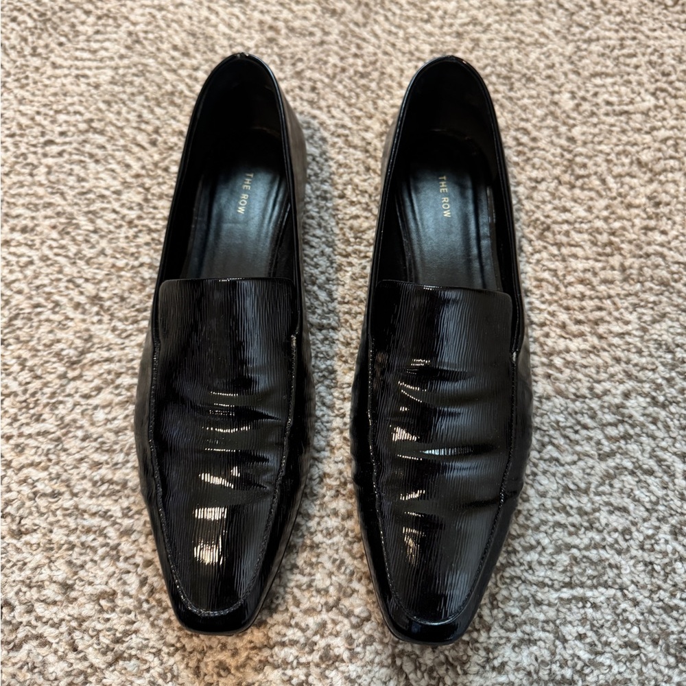 The Row Minimal Loafer mules slip on flats patent leather